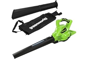 Greenworks GD40BV Cordless Leaf Blow Vac with Brushless Motor, 280km/h, 9.63m³/min, 45L Mulching Bag WITHOUT 40V Battery & Charger, 3 Year Guarantee