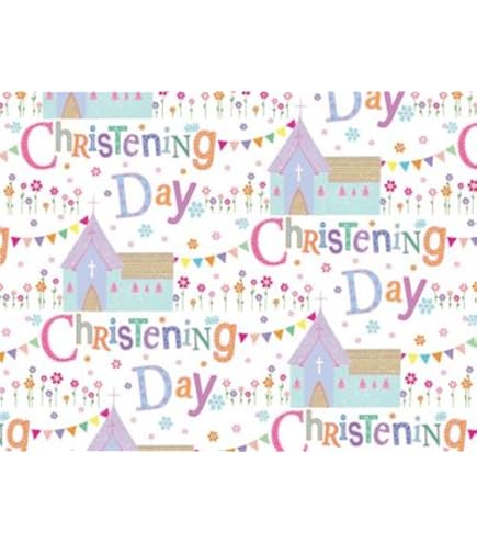 Amscan Striscione Per Battesimo Happy Christening – Rosa, Olografico, Lunghezza 2,7 M
