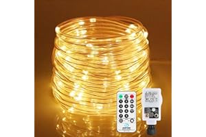 LooHome LED Lichtschlauch 200Leds 20Meter Lichterkette mit Fernbedienung Warmweiß 8 Modi IP44 Wasserdicht Weihnachten Deko für Innen Außen Garten Party Hochzeit Weihnachts (LED Lichtschlauch)