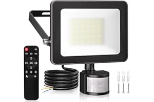 CLV 25W Security Lights Outdoor Motion Sensor, 2450LM PIR Sensor Security Light IP66 Waterproof Motion Sensor Floodlight with Remote for Garage Backyard Garden Doorway