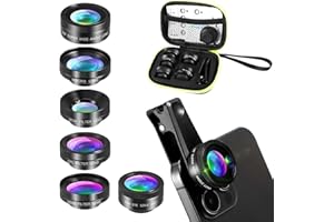 STRIXORN 6 in 1 Universal Handy Objektiv Kit, 205° Fisheye Lens, 140° 0.4X Weitwinkel, 25X Makroobjektiv, ND32/CPL Filter Lens, Sternfilter, Clip-On Adapter für i-Phone Sam-Sung und die meisten Smartphones