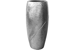 ‎VIVANNO VIVANNO Pflanzkübel Pflanzgefäß exklusiv Fiberglas Royal, Silber Schwarz 73 x 33 cm