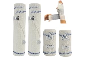 VXIWSCY Lot de 4 Bandages Médicaux Extensibles avec Clips Métalliques, 7.5 cm/15 cm x 4.5 m - Bandage Hypoallergénique en Coton pour Soins Sportifs, Postopératoires et Quotidiens