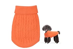 JODSEN Small Dog Jumper, Warm Puppy Sweater for Small Dogs Winter Knitted Dog Pullover Soft Turtleneck Dog Clothes Vest for Pet Autumn, Winter Outfit for Yorkshire, Chihuahua, Welsh Corgi (S, Orange)