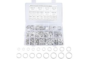 KWEIUGFI 560 Stück Aluminium Dichtungsring,Metrische Dichtungen, Aluminium Dichtungsringe Set, Flachdichtungsset 18 Größen für die Reparatur von hydraulischen Kfz- und Sanitärwerkstätten (M6-24)