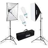 FGen Softbox Photo Studio Set, 2 x 50 x 70 cm Lighting for Photo Studio with E27 Socket 135 W 5500 K Photo Lamp and 2 M Adjus