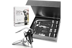 ARDFFA 10 Pezzi Set Apribottiglie Vino, Vino da Sommelier Apribottiglie a Leva con Cavatappi, Versatore, Tappi e Tagliacapsule, Cofanetto Regalo per Appassionati di Vino, Compleanno e Natale