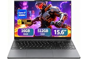 DIAKUOE 15,6 Pulgadas Ordenador Portátil Core i7-6500U CPU,16GB RAM 512GB SSD, Gaming PC Portatil IPS Pantall, Win 11 Portátil Teclado Retroiluminado,Laptop Type-C/WiFi 5/USB 3.0/Mini HDMI/TF/5000mAh