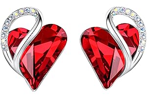 Leafael infini Amour cœur Boucles d'oreilles femme Argent, boucle d'oreille femme avec cristaux de guérison, Sans allergie bijoux femme avec coffret cadeau