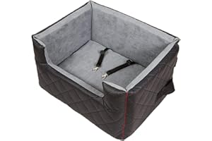 BOUTIQUE ZOO Exclusive Hunde Autositz | Autositz für Hunde, Katzen, Haustier | Rückbank, Beifahrersitz | Hundebett, Hundetasche | Kunstleder | Farbe: Schwarz | Große: L (57x50 cm)