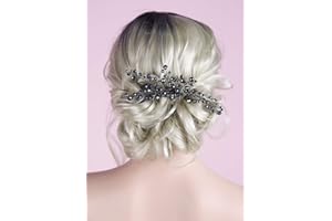 Anglacesmade Peigne à cheveux noir avec strass pour mariée - Couronne de cheveux en cristal - Pour bal de fin d'année, fête, festival - Accessoire de cheveux pour femme et fille