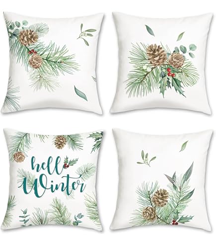 Bonhause Housse de Coussin Feuilles de Palmier Boho 45 x 45 cm Plantes
