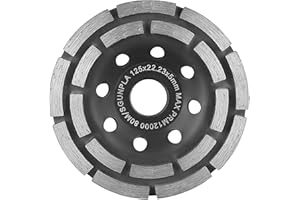 FUNMIX Diamant Schleiftopf 125mm ×22.23mm Betonschleifer - Diamantscheibe für Beton Naturstein Granit Mauerwerk Stein Estrich Trockener Fliesenkleber - Diamant Schleifscheibe Doppelreihig