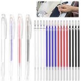 Duluok Erasable Fabric Marking Pens Heat Erasable Pens | 4 Colours Fabric Marker Pens with 20 Refills for Leather, Clothing,