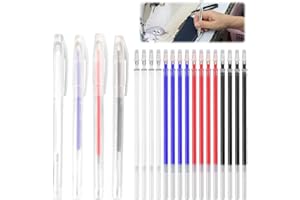 DULUOK Bolígrafos de Marcado de Tela Borrables, Bolígrafos Borrables por Calor, Rotuladores de 4 Colores para Marcar Tejidos con 20 Recambios, para Cuero, Ropa, Costura, Confección