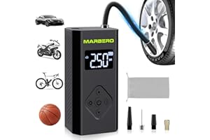Compressore Aria Portatile 10BAR MARBERO 5000mAh Schermo Digitale Gonfia Gomme Auto Portatile 150PSI Gonfiatore Manometro con Torcia LED per Auto Moto Bici Palla Palloncino Gommone Gonfiabili