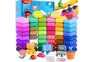 YILAIDA Air Dry Clay, 50 Colors Modeling Clay Ultra Light Non-Toxic Magic Air Drying Clay with Modeling Tools, Accessories and Booklet Art Craft Gift to Kids and Beginner
