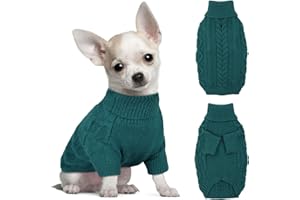 Hjumarayan Hundepullover Kleine Hunde - Schlicht & Elegant Hunde Pullover Warm Hundepullover mit Geschirrloch Schöner Hundepulli mit Beinen Hunde Pullis für Chihuahua (Pfauengrün XS)