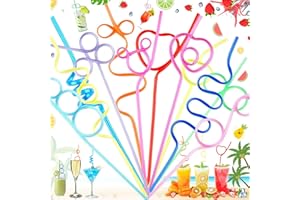 SOUNDZERO 10 Pezzi Cannucce Ricci, Cannucce Ad Anello, Cannucce a Forma di Riccio, Cannucce Pazze Colorate, Riutilizzabili, Bevande, per Feste, Bar, Matrimoni, Compleanni, Caffè, Colorati, Casuali