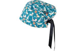 CALOMED Calot de Bloc Moderne Charlotte Chapeau Infirmière Bonnet en Tissu pour Personnels de Santé Euro Femme ou Homme Cheveux Courts (Chiens sur Vert)