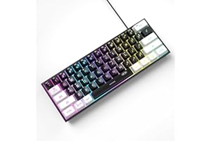 MageGee Mini-Gaming-Tastatur, 60 % RGB-Hintergrundbeleuchtung, 61 Tasten, ultrakompakte Tastatur, TS91, ergonomisch, wasserdicht, mechanisches Gefühl, Xbox One Gamer (Weiß,Schwarz)