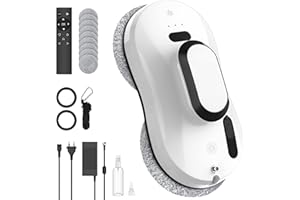 SWBSLL Fensterputzroboter, 5600 Pa Automatischer Fensterputzer mit 3 Reinigungsmodi, Intelligente Navigation, Kantenerkennung, Fernbedienung, Sicherheitssystem＆10 Reinigungstücher, für Glatte Oberflächen