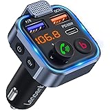 LENCENT Transmiter FM Bluetooth V5.3 Radio Samochodowe z głębokim basem Ładowarka samochodowa z zestawem głośnomówiącym i dwo