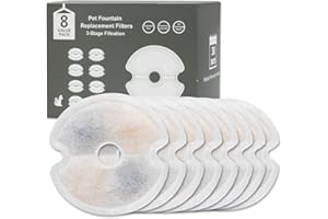 AIXMEET 8 Paquete filtros de fuente de agua para mascotas, filtro de fuente de agua para gatos, reemplazo de filtro para fuente de mascotas de acero inoxidable de 2,5 l, fuente de agua LED para gatos de 2 l