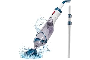 Enhulk Battery Pool Vacuum Cleaner with Operating Time up to 60 Minutes, 222 cm Telescopic Rod, Pool Cleaner with 4 Filters, Suction up to 4200 L/H, Ideal for Above Ground Pools/Spas etc., Blue