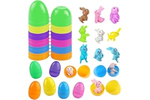 RobLuX 24 Huevos de Pascua para Rellenar Huevos de Plástico de Colores Huevo Pascua 24 Conejito Pascua Vistoso Huevos de Pascua con Sorpresa Conejo para Regalos de Pascua de Bricolaje para Niños