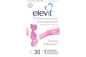 ‎ELEVIT Elevit 1 - Folsäure hochdosiert - Kinderwunsch- und Schwangerschaftsvitamine - 20 Vitamine und Mineralstoffe für die Entwicklung des Babys - 1 x 30 Tabletten