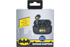 OTL Technologies - Auriculares inalámbricos Bluetooth V5.0 para niños Batman con Caja de Carga, Negro