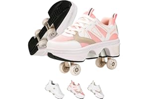 AGLOAT Mädchen Rollschuhe mit Rollen | Kinder Roller Skates | Verstellbar Kick Rädern-Sneaker | Outdoor-Spaß und Abenteuer | Geburtstagsgeschenk