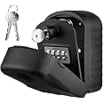 ENONEO [New Generation] Large External Key Box with 4 Code and Emergency Keys Waterproof and Rust Resistant Wall Mounted Key Box for School, Office, Factory (Black)