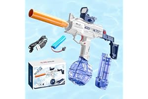 ZZQVIP Elektryczny Pistolet na Wodę, Pistolet na Wodę dla Dzieci z Wizjerem i Tłumikiem, Jednym Przyciskiem, Podwójny Magazynek, Duża Pojemność, na Lato, Basen, Imprezy w Ogrodzie i Na Plaży