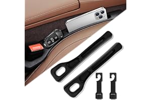 HGRGHH Riempitivo Per Fessure del Sedile Anteriore, 2 Pezzi Car Seat Gap Filler Universale + 2 Pezzi Ganci Poggiatesta Accessori Auto Interno Organizer per Spazio Auto