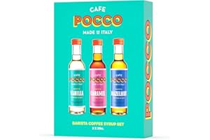 Cafe Pocco Coffee Syrups - 3 x 250ml Glass Bottles - Perfect for making Lattes, Iced Lattes and Frappes