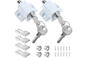WiMas Juego de 2 cerraduras para puertas correderas, cerraduras de ventana, cerraduras de puerta, cerraduras de seguridad con llave, color blanco