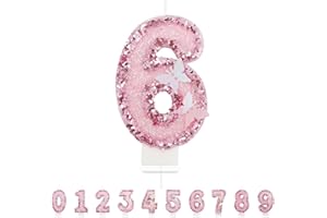 PARTYHAUSY Candele Compleanno 6 Anno,3D a Farfalla Candele, Numero 6 Candele di Compleanno Rosa Candele Torta Decorazione, Adatto A Feste di Compleanno Festa Baby