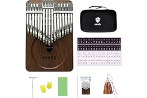 COFFINSEA Seeds Kalimba 34 Key Chromatic Thumb Piano Pisces C-Tuned,Double Layer Flat Board Black Walnut Musikinstrumente Geschenkidee für Kinder Erwachsene Anfänger und Profis