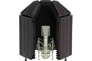 XTUGA Bouclier d'Isolation de Microphone, Mousse Acoustique Micro de Filtre Vocal Pliable avec Isolation, Filtre Anti-Pop.Convient au Blue Yeti, Enregistrement de Microphone à Condensateur en Studio