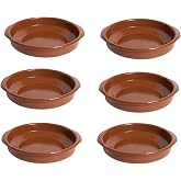 PCMoviles Clay Pots, Set of 6, 12 cm, Terracotta, Enameled, Oven Safe