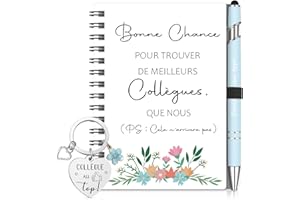 Sinmoe Cadeau Collegue de Travail Femme Remerciement Collegue Noël Set 3 Pièces avec Mini Carnet Spirale Stylo à Bille Porte-Clé Idéal Départ Retraite (Bleu Brume,collègue au top)