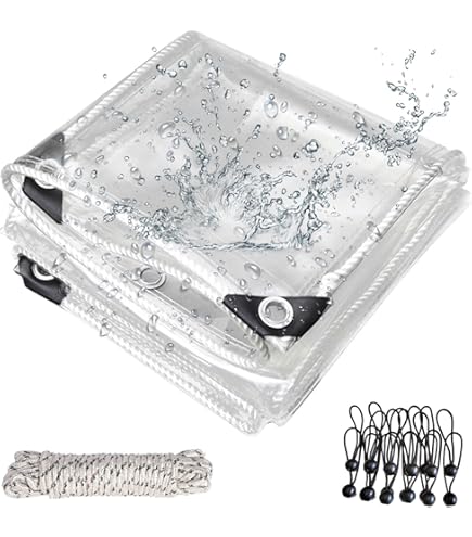 Bâche Transparente En Pvc Imperméable Résistante,Couverture Bâche Étanch Épaisse E Avec Oeillets,Rideau De Pluie De Balcon De Pergola De Jardin Auvent Extérieur Claire,Transparent-1.2×2.5m/3.9×8.2ft