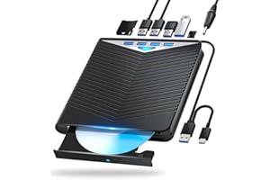 AELRSOCH Externes Blu-ray Laufwerk Blu-ray Laufwerk DVD/BD Player Lesen/Schreiben Tragbares Blu-ray Laufwerk USB 3.0 und Typ-C DVD Recorder Ultra High Definition Blu-ray Recorder für Windows 7/8/10/11/MacOS.