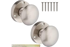 Neighbours Lane Brass Door Knobs - Door Knobs with Door Lock for Interior Doors - Door Handles for Home and Kitchen - Durable Bathroom Door Lock & Bedroom Door Lock - 51mm 1 Pair, Satin Nickle