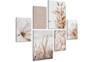 Muralo - Obrazy ścienne na płótnie w stylu boho, gotowe do zawieszenia do salonu, nowoczesne, beżowe, 2 obrazy 30 x 40 cm i 4 obrazy 20 x 30 cm