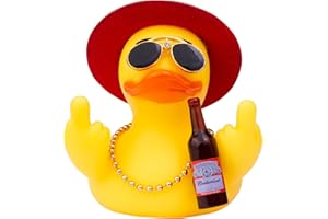 Mwmoeen Canard en caoutchouc pour décoration de tableau de bord de voiture, ornement de voiture avec chapeau haut-de-forme et lunettes de soleil, accessoire mignon pour décoration de voiture, cadeau