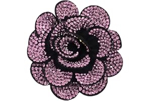 IMINI Rhinestone Rose Flower Fabric Brooch UK - 7cm Crystal Camellia Floral Lapel Pin, Luxury Wedding Corsage Jewellery Gift for Women Her, Fashion Boutonniere Dress Accessories