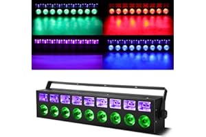 OSUSUENT Wall Wash Luz de la Etapa, 60W 18LED RGBW y Barra de luces Wash UV dmx512 Luz de Efecto Estroboscópico Activada por Sonido de Reproducción Automática para Bodas Fiestas de Cumpleaños DJ